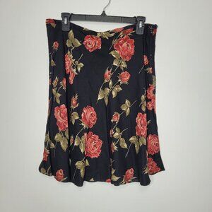 Vintage Express dark moody floral romantic black red short grunge skirt size L